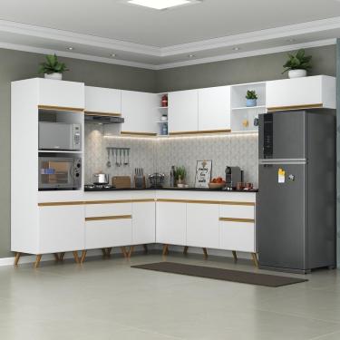 Imagem de Cozinha Completa de Canto Veneza GW Multimóveis MP2048 com Armário e Balcão Branca
