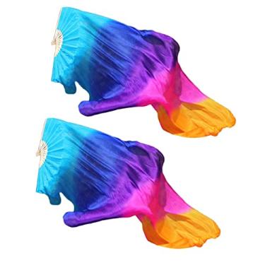 Imagem de 1 Par Ventilador de Dança do Ventre Véu à Mão 1,8 M Adereços Ventilador de Dança Ventilador para Mulheres Homens