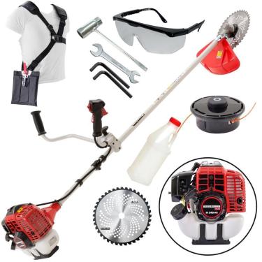 Imagem de Roçadeira Profissional Lateral Kawashima KW340L Linha Plus 34cc 2T á Gasolina Forte e Econômica Com Lâmina de Vídia Para Podas Rápidas e Precisas