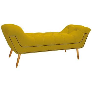Imagem de Calçadeira Estofada 140 Cm Casal Suede Amarelo
