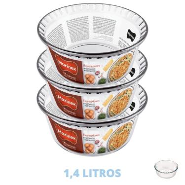 Imagem de Forma Suflê Travessa Assadeira 1,4 L de Vidro Marinex - 3 Un