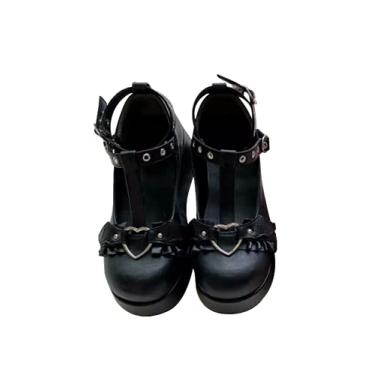 Imagem de Sapatos Femininos Ulalaza Plataforma Mary Janes Sweet Toe Tornozelo Lolita Gótico Sapatos Sapatos Sapatos Plataforma Chunky Sapatos Femininos de Couro Envernizado