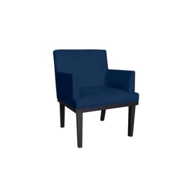 Imagem de Poltrona Decorativa Vitória Sala e Recepção Com Base de Madeira Suede Azul Marinho - DS Estofados