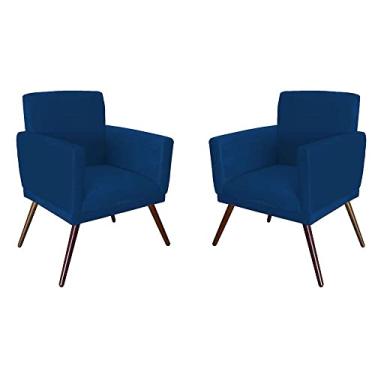 Imagem de Kit 2 Poltronas Decorativa Nina Rodapé Suede Azul Marinho - DS Estofados