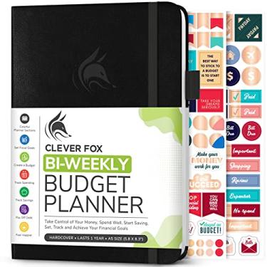 Imagem de Clever Fox Agenda Bi Weekly Budget – Livro organizador financeiro sem data – Rastreador de despesas, caderno de orçamento e faturas, A5 (preto)