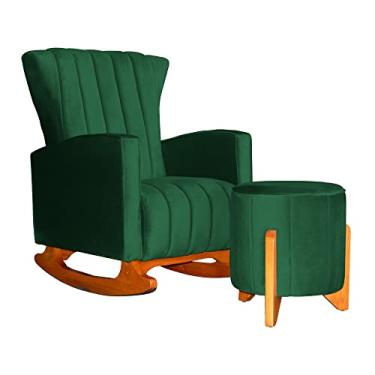 Imagem de Kit 01 Poltrona Melinda Balanço e 01 Puff Jade Luxo Veludo Cores - DS Estofados