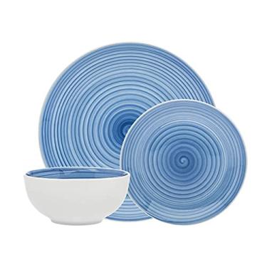 Imagem de Conjunto de louça em porcelana azul espiral jantar prato de salada tigela de sopa - conjunto de 12 peças