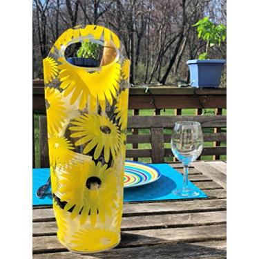 Imagem de Bolsa de resfriador de vinho portátil – Bolsa térmica usa gelo e água, não é necessário congelar, melhor bolsa de presente para mulheres e homens, leve vinho para ir e para o ar livre, mantenha o vinho isolado no pátio e na piscina, Yellow Flower, 1