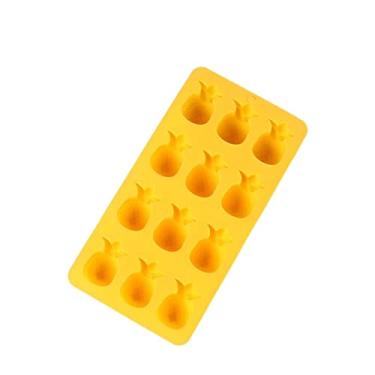 Imagem de Bandeja de cubo de gelo caixa de gelo de silicone com tampa bandeja de molde de cubo de gelo de verão faça você mesmo cubo de gelo caseiro molde flexível de sorvete ferramenta de cozinha molde de cubo de gelo (cor: um amarelo)