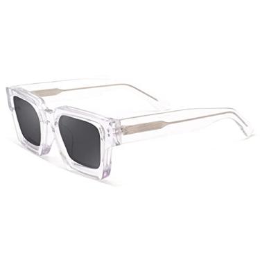Imagem de Óculos de Sol Quadrado de Acetato de Cristal Grosso Óculos de Condução Feminino Óculos UV400,C04 Crysal,A