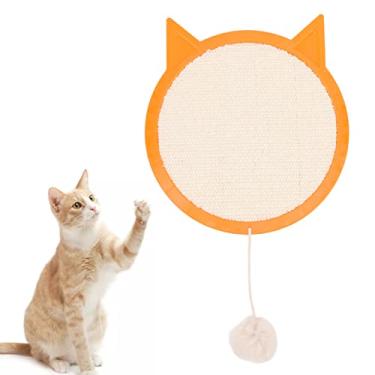 Imagem de Arranhador de gato sisal, arranhador de gato montado na parede com brinquedo de pelúcia de bola de gato e ventosas Almofada de arranhar de gato bonito interativo para janela, porta(Tipo A)