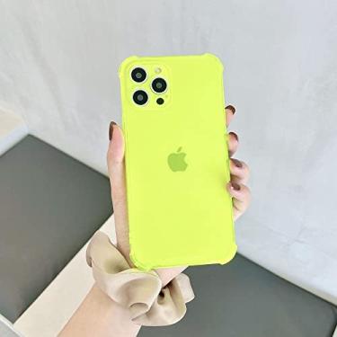 Imagem de Capa de telefone à prova de choque macia cor doce para iphone 11 12 pro max xs x xr max mini 7 8 plus se2 capa traseira de silicone transparente pára-choques, amarelo, para iphone12