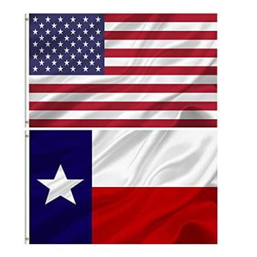Imagem de Joven Conjunto de bandeiras do estado americano e do Texas 3x5 ao ar livre - durável, 100% poliéster, resistente, resistente ao desbotamento, bandeira dos EUA e do Texas, decoração de parede interna