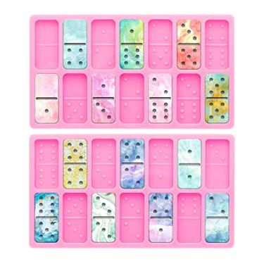 Imagem de 2 peças/conjunto de moldes de dominó de tamanho profissional para fundição de resina, molde de jogo de silicone, moldes de resina epóxi super brilhantes