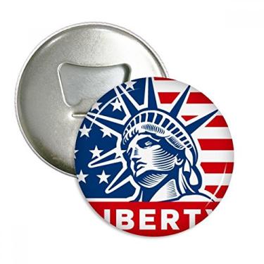 Imagem de Bandeira americana com estampa de estátua da liberdade abridor de garrafas ímã de geladeira emblema multifuncional