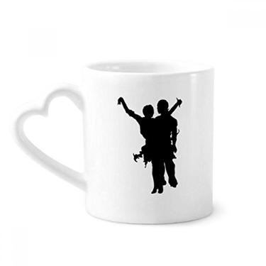 Imagem de Caneca de cerâmica para café com desenho de dueto de dança, copo de coração de vidro