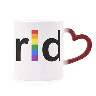 Imagem de Caneca LGBT Rainbow Gay Lésbica Transgênero Sensível ao Calor Vermelho Copo de Grés que Mudam de Cor