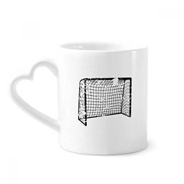 Imagem de Caneca preta de porta de futebol padrão de rede caneca café cerâmica copo de coração de vidro