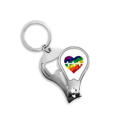 Imagem de Heart Electron LGBT Arco-íris cortador de unha abridor chaveiro tesoura