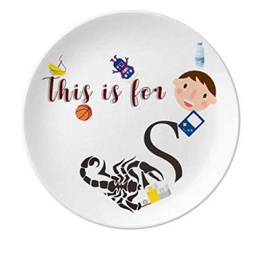 Imagem de Escorpião Natural Inseto Letra Prato de Porcelana Prato Redondo Menino Homem