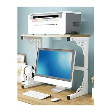 Imagem de KIZQYN Suporte de impressora em forma de moldura de aço suporte de impressora rack de armazenamento monitor de mesa multifuncional PC organizador de mesa de camada dupla suporte de monitor impressora de mesa (cor: D-60x32,5x49,6cm)