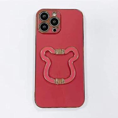 Imagem de Capa de telefone de suporte de urso de ouro de metal de luxo para samsung galaxy a53 a73 a33 a32 a51 a71 a 72 52 23 22 13 12 11 10 s capa, xla3, vermelho camélia, para a32 4g
