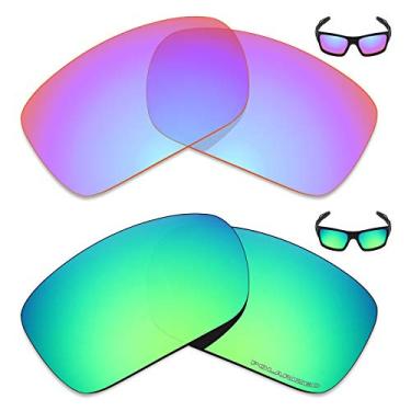 Imagem de Mryok+ 2 pares de lentes polarizadas de substituição para óculos de sol Oakley Turbine – Rosa cobalto/verde esmeralda