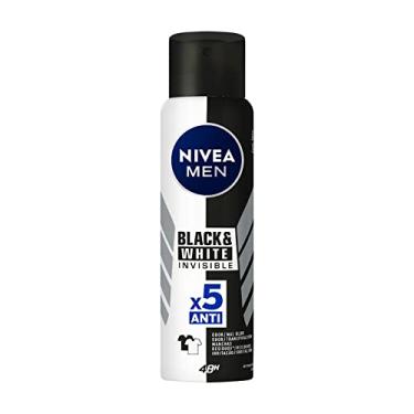 Imagem de NIVEA MEN Desodorante Antitranspirante Aerossol Invisible Black & White 150ml - Proteção prolongada de 48h, cuidado suave, ação antibacteriana, fórmula 5 em 1: anti-manchas, anti-odor, anti-resíduos, anti-transpiração e anti-irritação