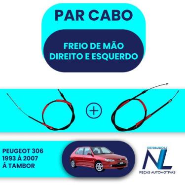 Imagem de Par 2 Cabos Freio Mão A Tambor Peugeot 306 2002 2001 2000 99 - Tuba