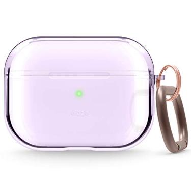 Imagem de elago Capa transparente compatível com AirPods Pro – alta classificação, TPU transparente, à prova de choque, capa protetora com chaveiro, fita de gel incluída, carregamento sem fio [lavanda]