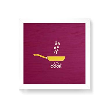 Imagem de Arte Maníacos Quadro decorativo com moldura caixa branca em Madeira - I Love Cook - 30x30cm