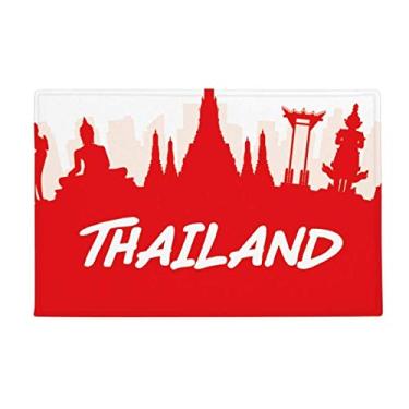 Imagem de DIYthinker Tapete de porta de banheiro antiderrapante com desenho vermelho da Tailândia