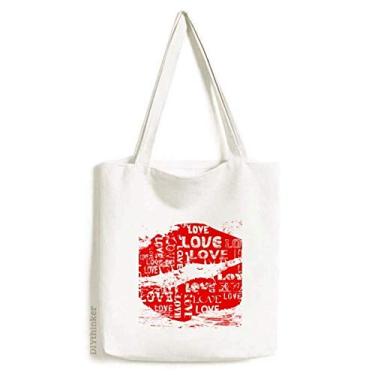 Imagem de Bolsa de lona para o Dia dos Namorados Red Lip Love, bolsa de compras casual
