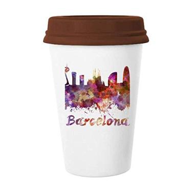 Imagem de Caneca de cerâmica Barcelona Espanha Cidade Aquarela Caneca Café Copo Copo de Cerâmica