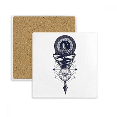 Imagem de Iceberg Compasso Estrelas Arte Padrão Quadrado Porta-copos Porta-copos Caneca Suporte Subplaca Pedra Isolamento