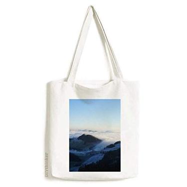 Imagem de Mountain Sky Clouds Fog Nature Town sacola de lona bolsa de compras casual