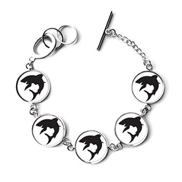 Imagem de DIYthinker Bracelete de corrente com pingente de tubarão oceano azul silhueta