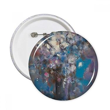 Imagem de Flores azuis XJJ pintura a óleo pinos redondos distintivo decoração roupas 5 peças presente