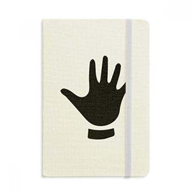 Imagem de Caderno com desenho de cinco gestos, capa dura de tecido, diário clássico