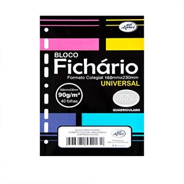 Imagem de Folhas de Fichario 90g Quadriculadas Papel Cinza Tamanho Colegial Merci