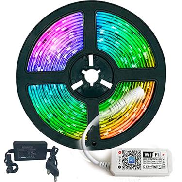 Imagem de Fita LED RGB 5050 5 metros com Fonte e Controladora Wi-fi Alexa