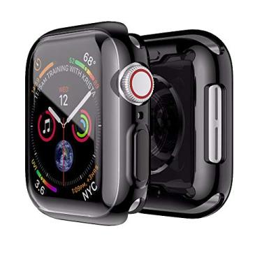 Imagem de Capa Case antishock compativel com Relogio Apple Watch 45mm,44mm,42mm,41mm,40mm,38mm Tpu nano Proteção total 360 graus (Preto, 42MM)
