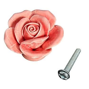 Imagem de 1 Pçs Rose Puxadores De Cerâmica Cozinha Gabinete Gaveta Puxa Móveis Puxadores Banheiro Cozinha Puxadores De Porta Cabine Puxadores Móveis, Rosa