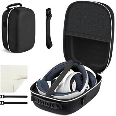 Imagem de Estojo rígido para PlayStation VR2 All-in-One VR Gaming Headset e Touch Controllers, portátil Travel Cover Storage Bag com alça de ombro e pano de lente, acessórios PS VR2 (Preto)