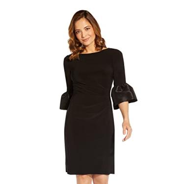 Imagem de Adrianna Papell Vestido feminino curto drapeado de jérsei, Preto, 23 Plus Size