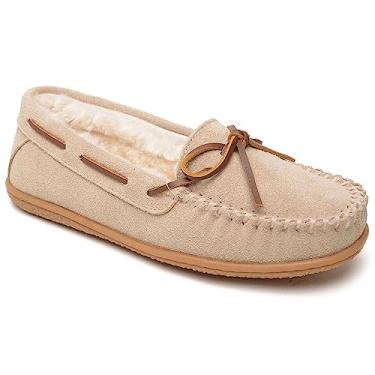 Imagem de Minnetonka Mocassim Camp Tie Moc – Pantufas femininas para ambientes externos/internos, Pedra, 8