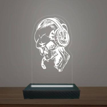 Imagem de Luminária Led 3d Caveira Abajur Luxo