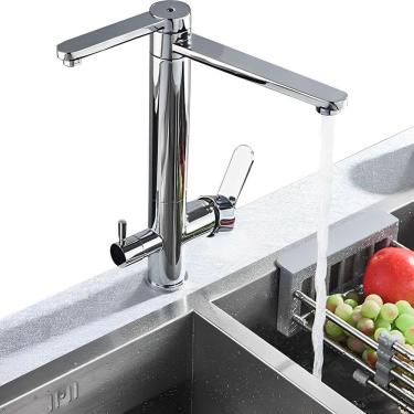 Imagem de Torneira De Cozinha Bancada Pia Inox Com Suporte de Filtro Purificador Bico Aerador Corpo 360º Misturador Monocomando Água Fria e Quente