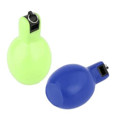 Imagem de shamjina 2pcs apitos de aperto de mão, apito de treinadores, apito esportivo portátil de pvc macio, apito de treinador para caminhadas ao ar livre futebol, Verde e azul