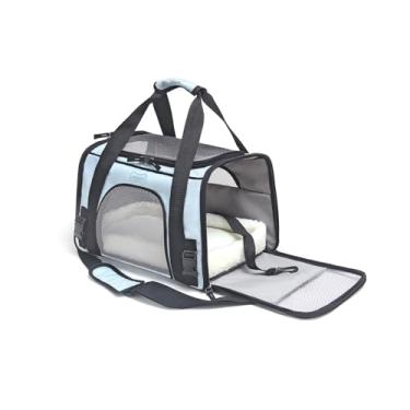 Imagem de Bolsa de Transporte Azul Pet Luxo Passeios Viagens Avião Carro para Cães Gatos Perigot